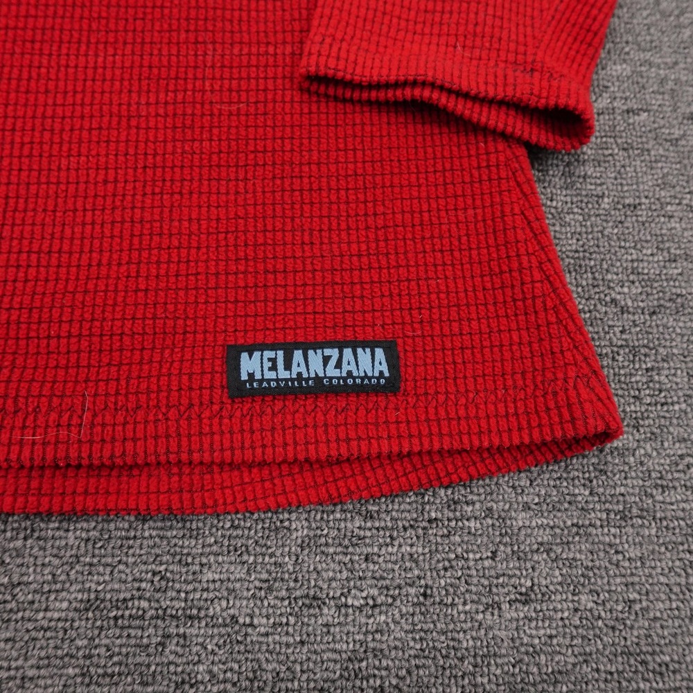 Melanzana Pullover Womens Medium Red Grid Fleece 1/4 Zip Mock Neck Thermal Top - Picture 2 of 7